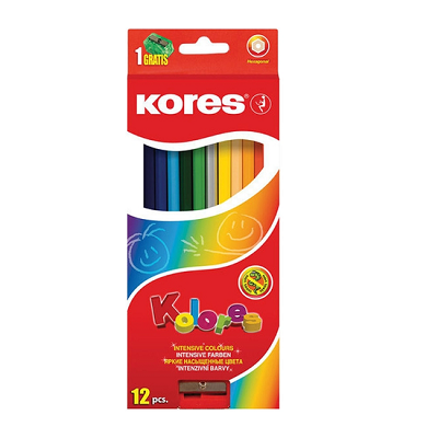 Карандаши цветные KORES 128902, точилка, 12 цв